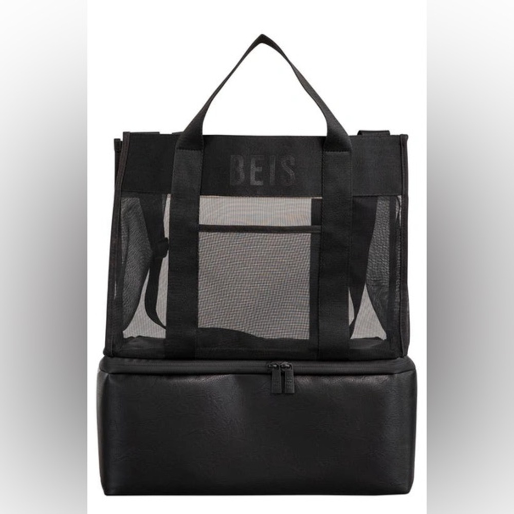 BEIS Black Mesh Cooler Travel Tote